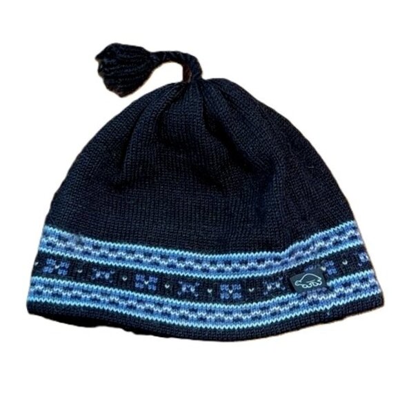 Turtle Fur Fleece Lined Wool Beanie Hat Tassel Knit Cap Fair Isle Boho Snow Ski - Picture 1 of 6